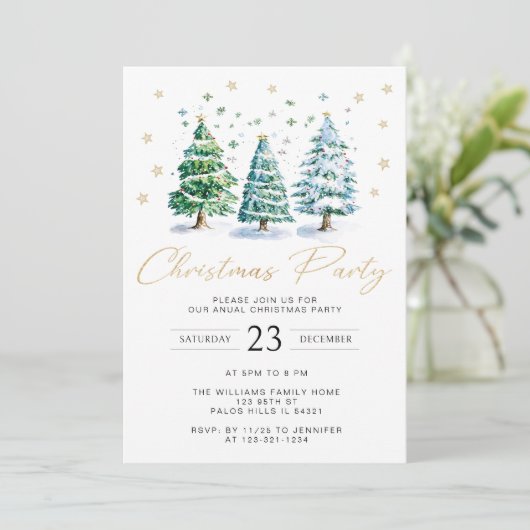 Modern Goud Kerstboom Party Kaart (Staand voorkant)