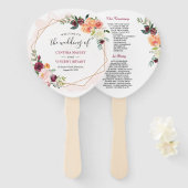 Modern Goud Lijst Bloom Bloemen Bruiloft Programma Handwaaier (Voorkant en achterkant)