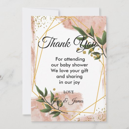 Modern Goud Lijst Ivoor Groen Bloemen dank u Kaart (Voorkant)