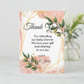 Modern Goud Lijst Ivoor Groen Bloemen dank u Kaart (Staand voorkant)