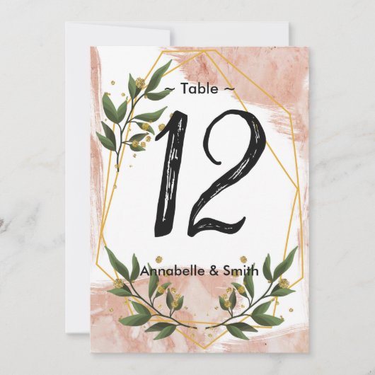 Modern Goud Lijst Ivoor Groen Bloemen tafelnummer (Voorkant)