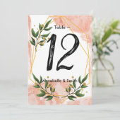 Modern Goud Lijst Ivoor Groen Bloemen tafelnummer (Staand voorkant)