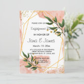 Modern Goud Lijst Ivoor Groen Bloemen Verloving Kaart (Staand voorkant)