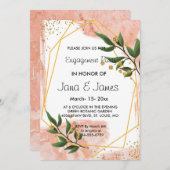 Modern Goud Lijst Ivoor Groen Bloemen Verloving Kaart (Voorkant / Achterkant)