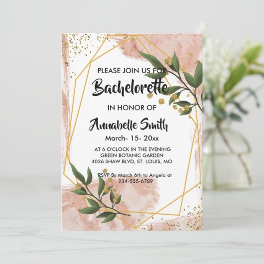 Modern Goud Lijst Ivoor Groen Bloemen vrijgezel Kaart (Staand voorkant)