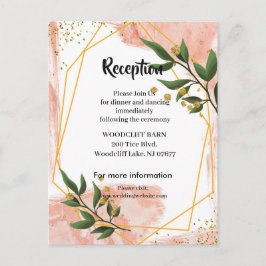 Modern Goud Lijst Ivoor Groen FloralReceptie kaart