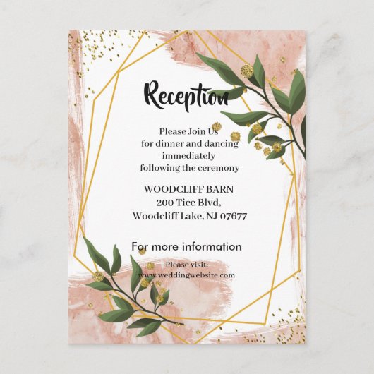 Modern Goud Lijst Ivoor Groen FloralReceptie kaart (Voorkant)