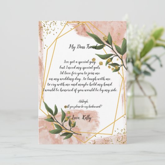 Modern Goud Lijst Ivoor zal mijn bruidsmeisje zijn Kaart (Staand voorkant)