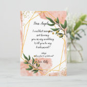 Modern Goud Lijst Ivoor zal mijn bruidsmeisje zijn Kaart (Staand voorkant)