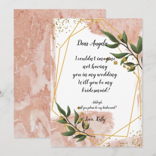 Modern Goud Lijst Ivoor zal mijn bruidsmeisje zijn Kaart (Voorkant / Achterkant)
