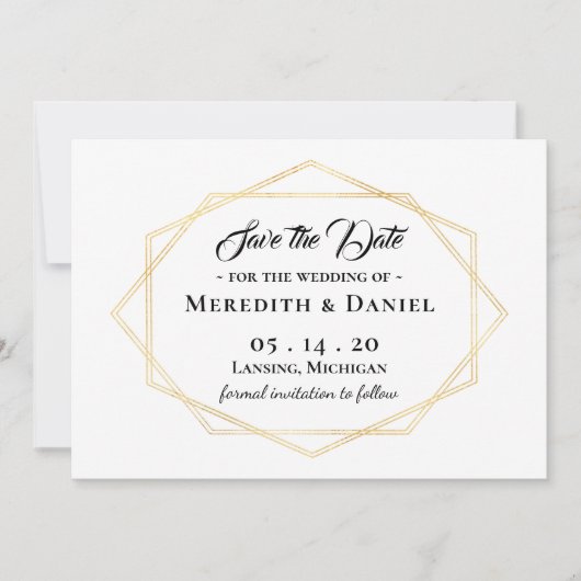 Modern Goud Lijst Save The Date Aankondiging (Voorkant)