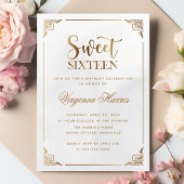 Modern Goud Lijst  Sweet Sixteen 16 Verjaardag Kaart