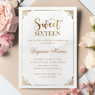 Modern Goud Lijst  Sweet Sixteen 16 Verjaardag Kaart