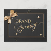 Modern Goud Lint Zwart Grand Opening Uitnodiging Briefkaart (Voorkant)