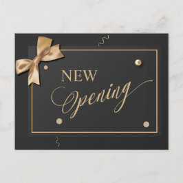 Modern Goud Lint Zwart NIEUW Opening Uitnodiging Briefkaart
