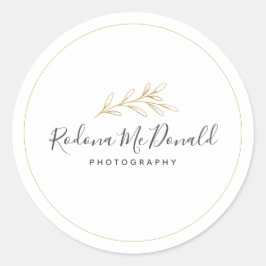 Modern Goud Loofgroen Professioneel Ronde Sticker