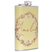 Modern goud Luxe bloemige waterverf gradiënt Heupfles (Rechts)