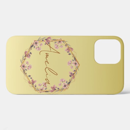 Modern goud Luxe typografie bloemenmotief waterver Case-Mate iPhone Case (Achterkant (horizontaal))
