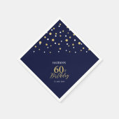 Modern Goud & Marine Blauw 60ste Verjaardagsfeest Servet (Hoek)