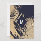 Modern Goud Marine Blauw Glitter Brushstrokes Brui Kaart (Achterkant)