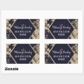 Modern Goud Marine Blauw Glitter Brushstrokes Brui Rechthoekige Sticker (Vel)