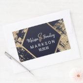 Modern Goud Marine Blauw Glitter Brushstrokes Brui Rechthoekige Sticker (Envelop)