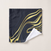 Modern Goud Marmer Donkerblauw Elegante Strepen Bad Handdoek (Wasdoekje)