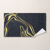 Modern Goud Marmer Donkerblauw Elegante Strepen Bad Handdoek (Handdoek)