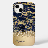 Modern Goud Marmer Faux Glitter Monogram Case-Mate iPhone Case (Achterkant)