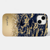 Modern Goud Marmer Faux Glitter Monogram Case-Mate iPhone Case (Achterkant (horizontaal))