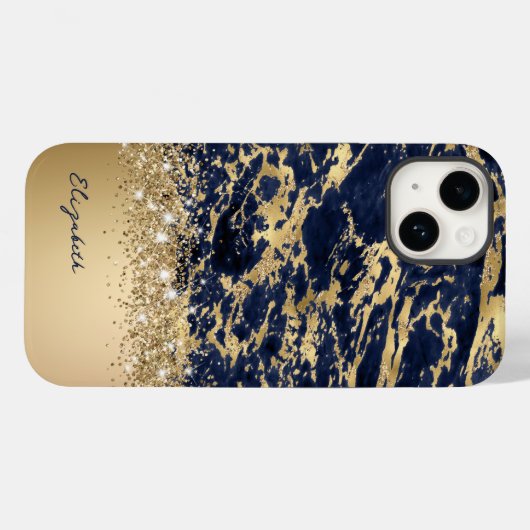 Modern Goud Marmer Faux Glitter Monogram Case-Mate iPhone Case (Achterkant (horizontaal))