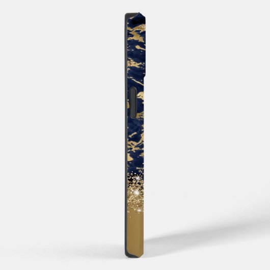 Modern Goud Marmer Faux Glitter Monogram Case-Mate iPhone Case (Achterkant / Rechts)
