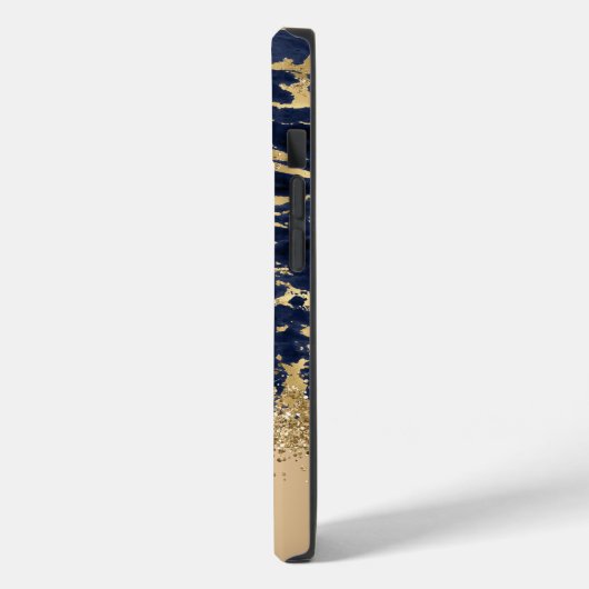 Modern Goud Marmer Faux Glitter Monogram Case-Mate iPhone Case (Achterkant / Links)