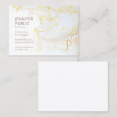 Modern Goud Marmer Monogram Elegante Sjabloon Luxe Visitekaartje (Voorkant / Achterkant)