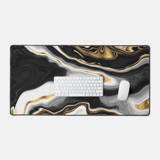 Modern Goud Marmer Schilderen Esthetisch Bureaumat (Keyboard & Muis)