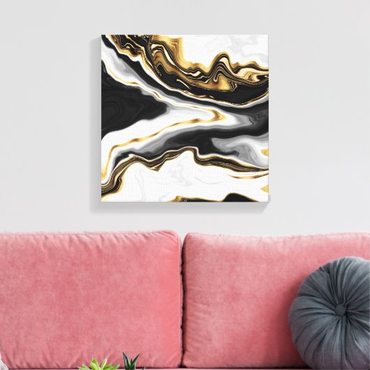 Modern Goud Marmer Schilderen Esthetisch Canvas Afdruk (Insitu (Woonkamer))