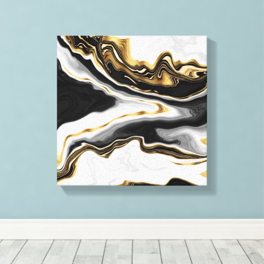 Modern Goud Marmer Schilderen Esthetisch Canvas Afdruk (Insitu (Houten vloer))