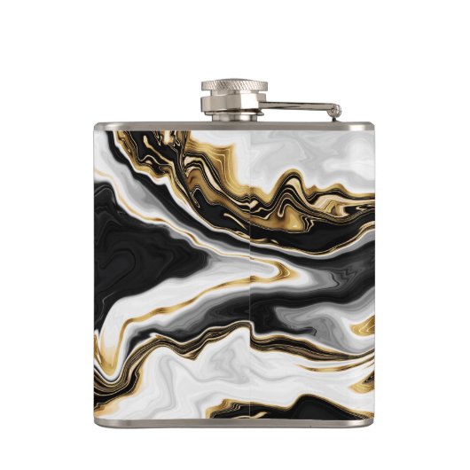 Modern Goud Marmer Schilderen Esthetisch Heupfles (Achterkant)