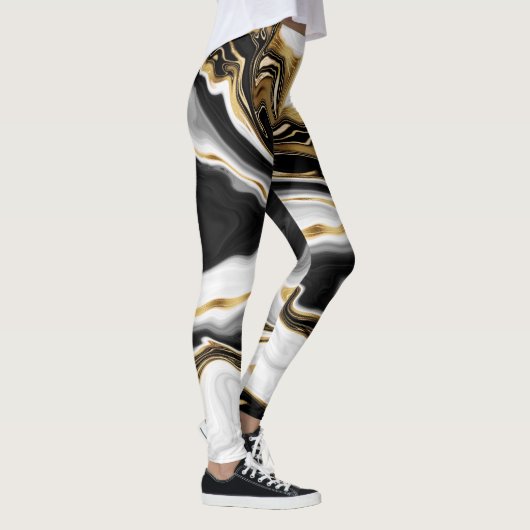 Modern Goud Marmer Schilderen Esthetisch Leggings (Rechts)