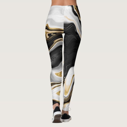 Modern Goud Marmer Schilderen Esthetisch Leggings (Achterkant)