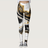 Modern Goud Marmer Schilderen Esthetisch Leggings (Voorkant)