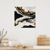 Modern Goud Marmer Schilderen Esthetisch Poster (Keuken)