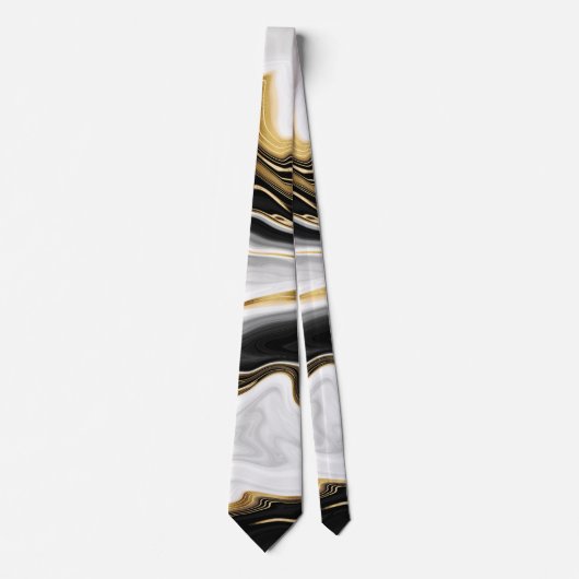 Modern Goud Marmer Schilderen Esthetisch Stropdas (Voorkant)