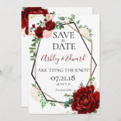 Modern Goud Marsala Geometric Save the Date (Voorkant / Achterkant)