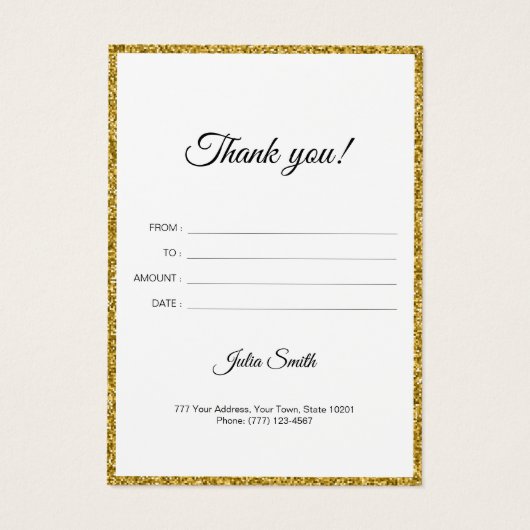 Modern Goud met Glitter Effect Visitekaartje (Achterkant)