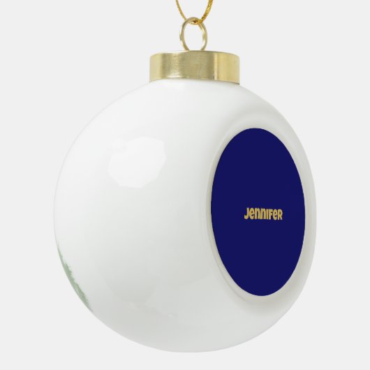 Modern Goud Midnight Blue Kleur Plain Uniek Keramische Bal Ornament (Links)