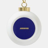 Modern Goud Midnight Blue Kleur Plain Uniek Keramische Bal Ornament (Voorkant)
