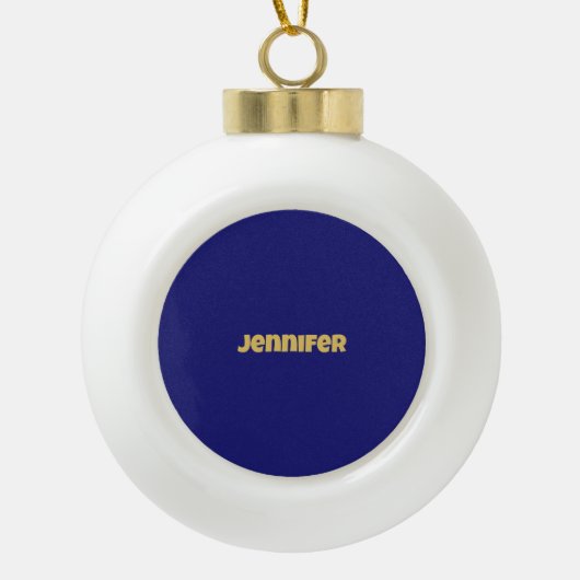 Modern Goud Midnight Blue Kleur Plain Uniek Keramische Bal Ornament (Voorkant)