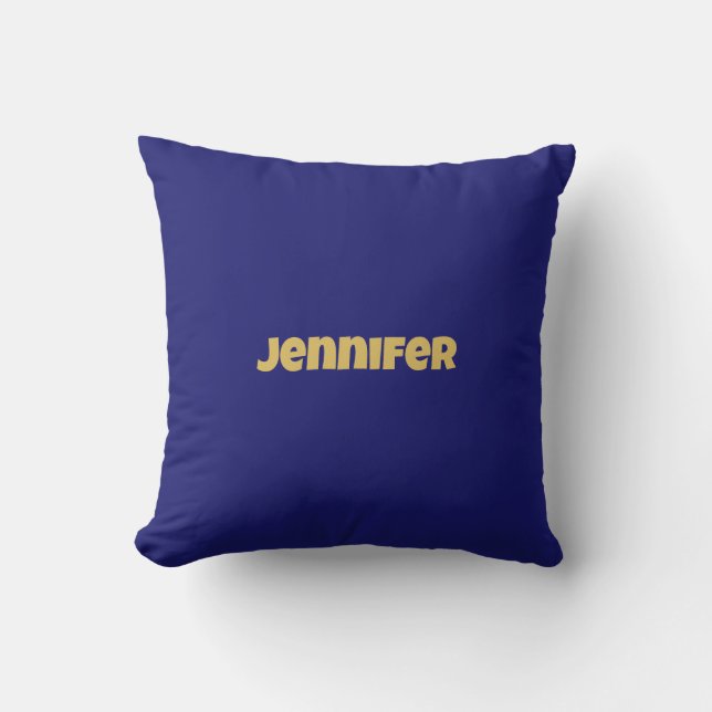 Modern Goud Midnight Blue Kleur Plain Uniek Kussen (Voorkant)