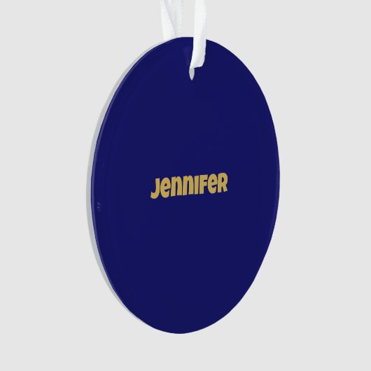 Modern Goud Midnight Blue Kleur Plain Uniek Ornament (voorkant)